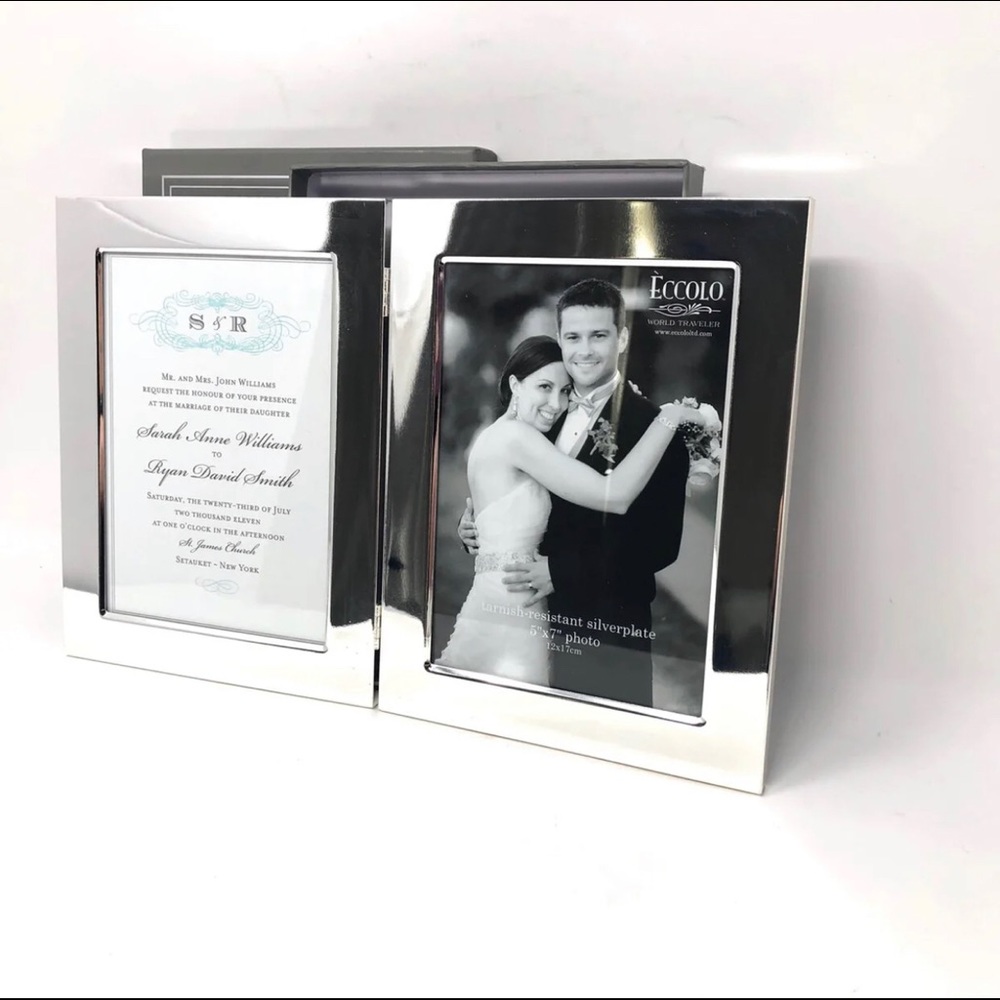 Eccolo Double Invitation Frame Wedding Silverplate - Picture 2 of 7